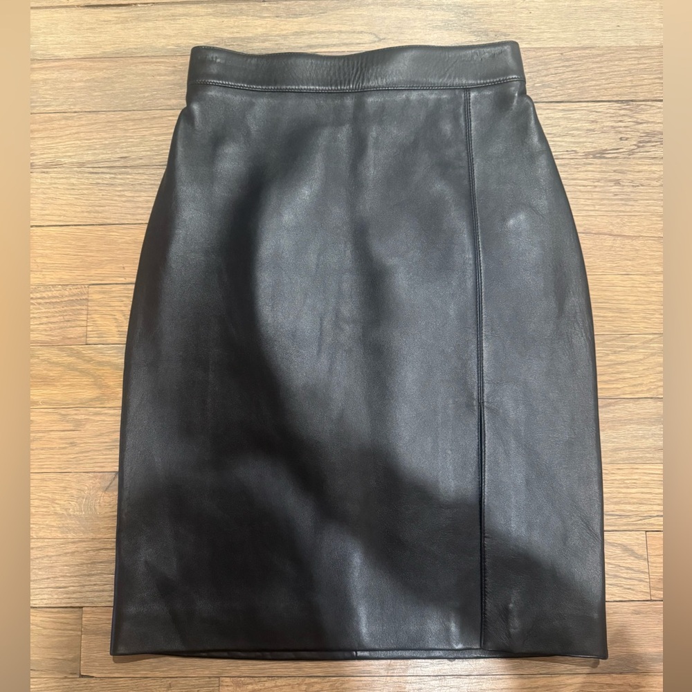 Celine Black Leather Pencil Skirt